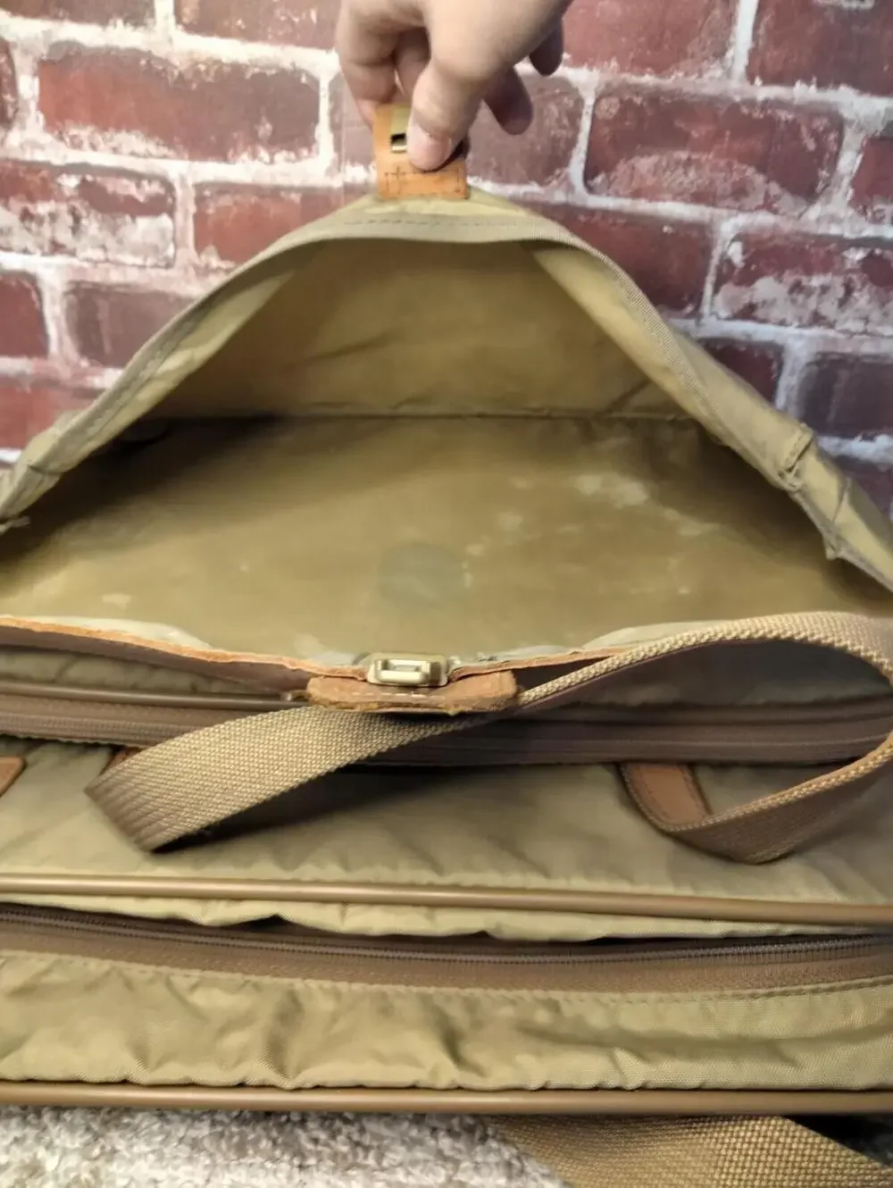 Vintage Hartmann Tan Ballistic Nylon Leather Messenger Bag Briefcase
